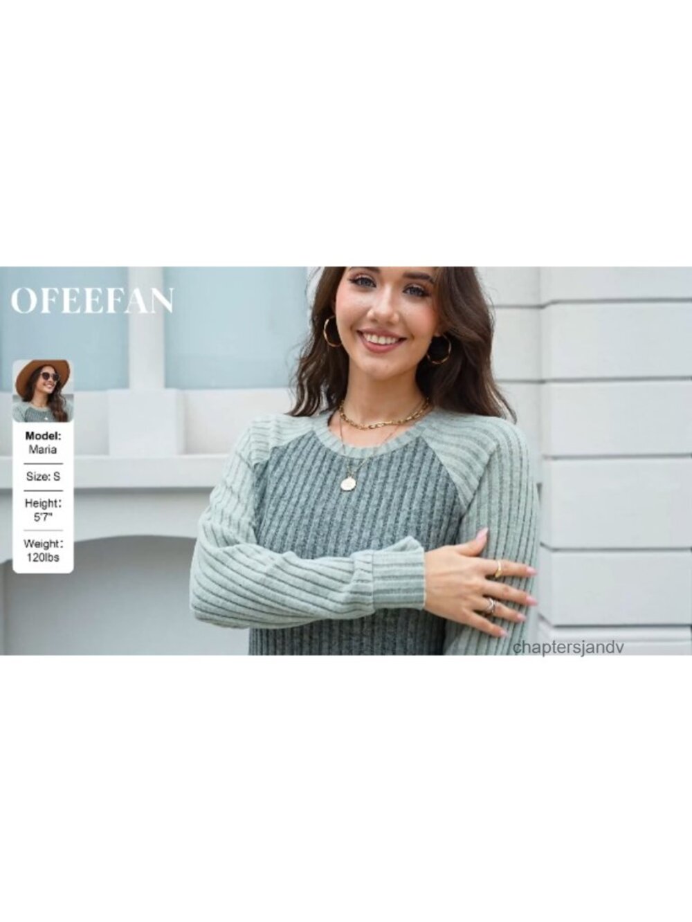 Oversized Ribbed Knit Color Block Raglan Tunic Sweater with Pocket - Picture 5 of 6
